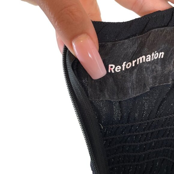 Reformation Elyse Patriotic Star Ruffle Strap Fit & Flare Mini Dress Black Sz 4 - Picture 5 of 8